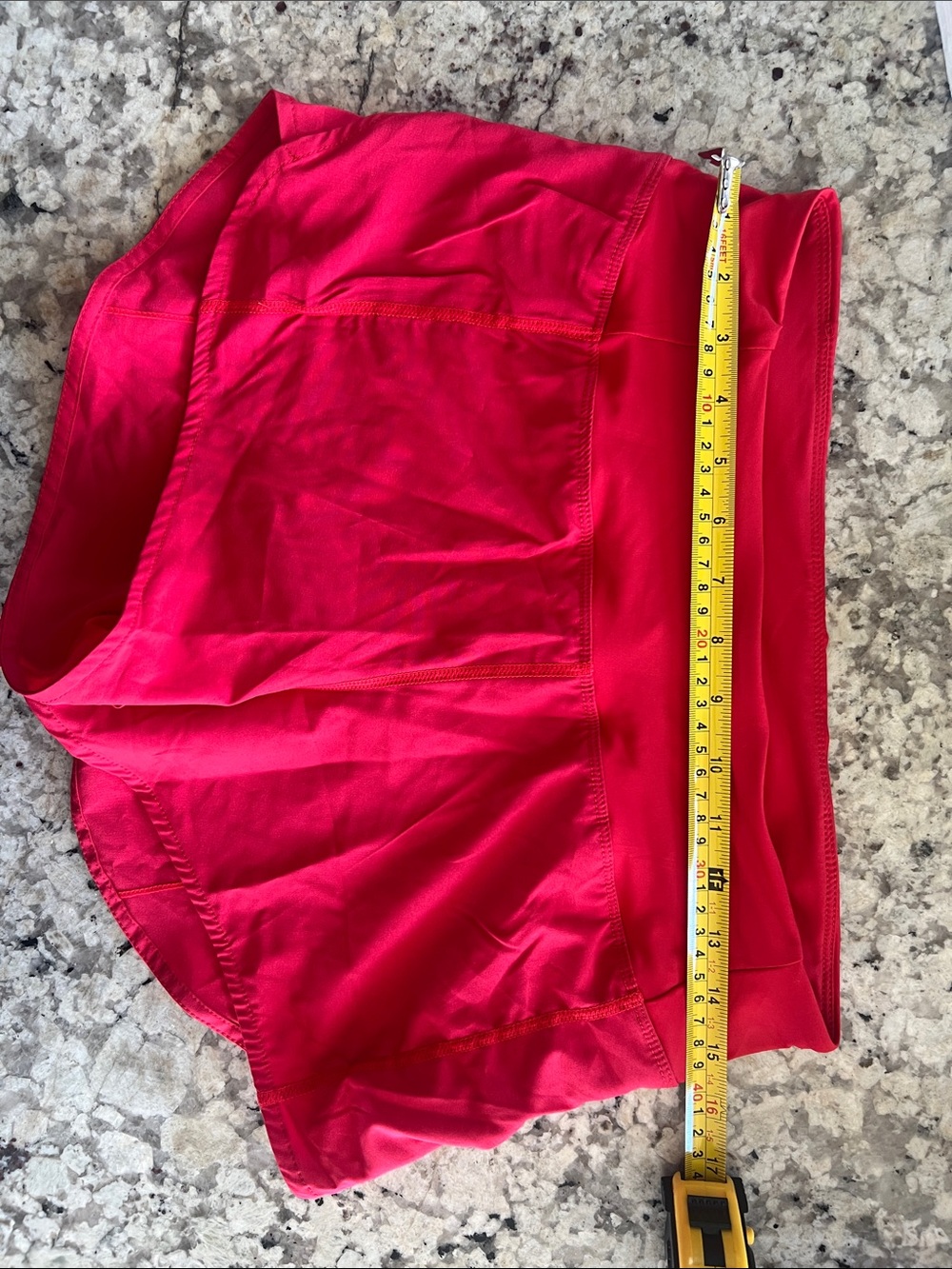 Lululemon shorts, bright red